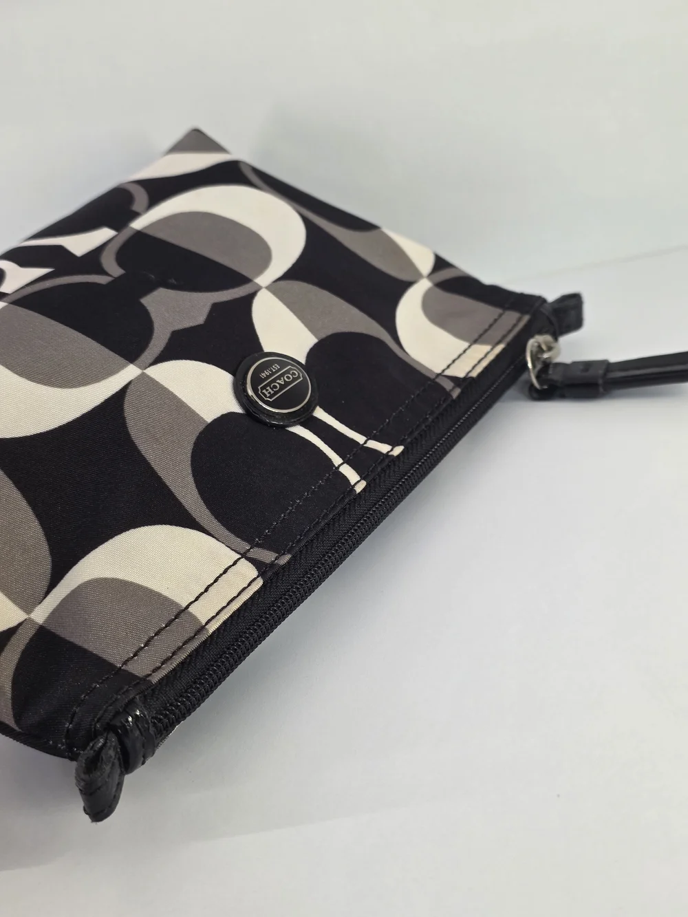 COACH Black & Gray Signature Cosmetic Pouch